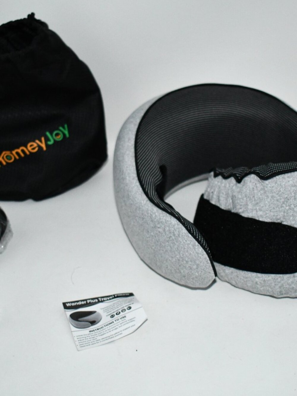 HomeyJoy Memory Foam Travel Neck Pillow, 360° Support, Gray, NWT Condition: New - Picture 4 of 4